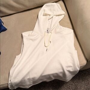 SPANX Women's Cream Sleeveless Hoodie